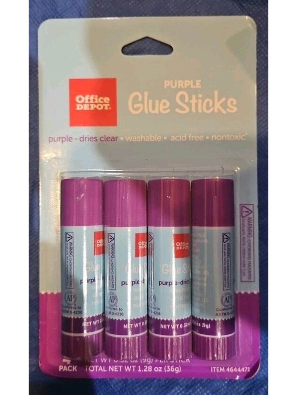 4 Count Purple Glue Sticks - Office Depot Brand - Dries Clear